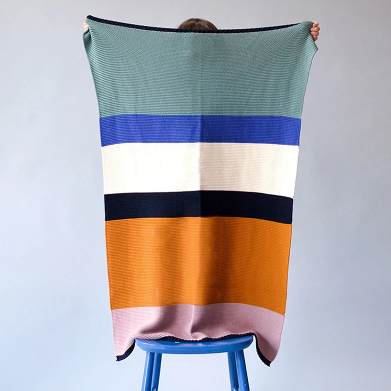 MixedColorSoftBlanketChicKnittedBlanketChenilleCrochet