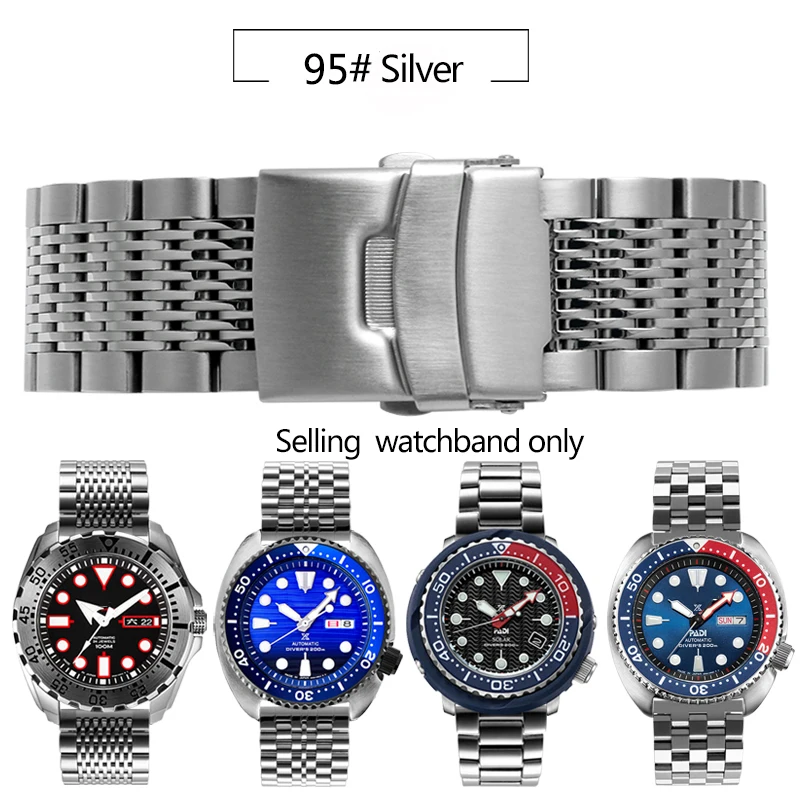 thumbnail image 1 of Correa de reloj de acero inoxidable macizo de 20 mm y 22 mm para SEIKO PROSPEX, pulsera de la serie Water Ghost Diving Can Abalone, 1 of 5