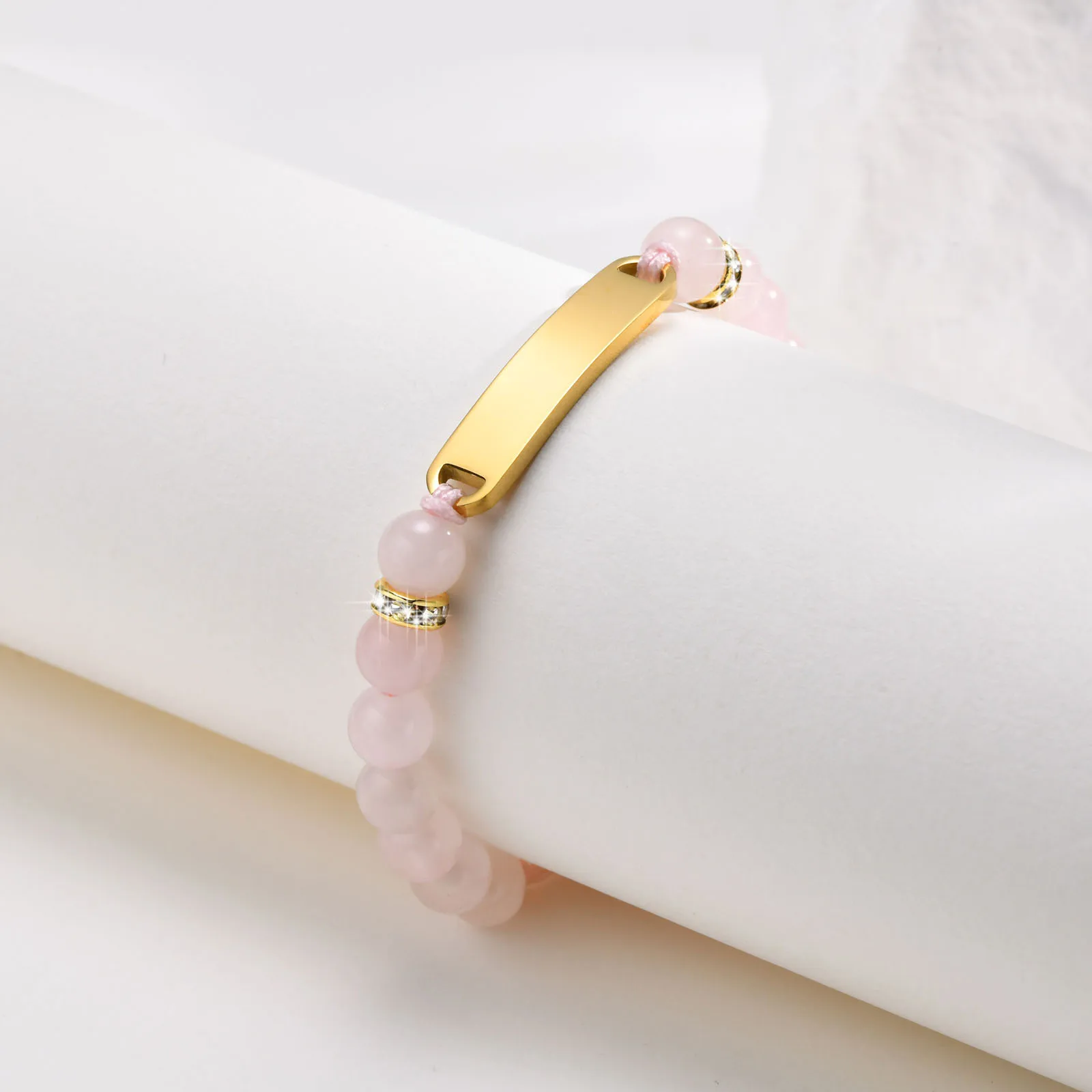 Gravierbare Mädchen Jungen Säugling Name Armbänder, rosa Perlen Armband benutzer definierte Gravur Name Schmuck Geschenk