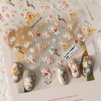 Cartoon Elephant Colored Balloons 5D Soft Embossed Reliefs Self Adhesive Nail Art Decorations Stickers Cute 3D Manicure Decals 1