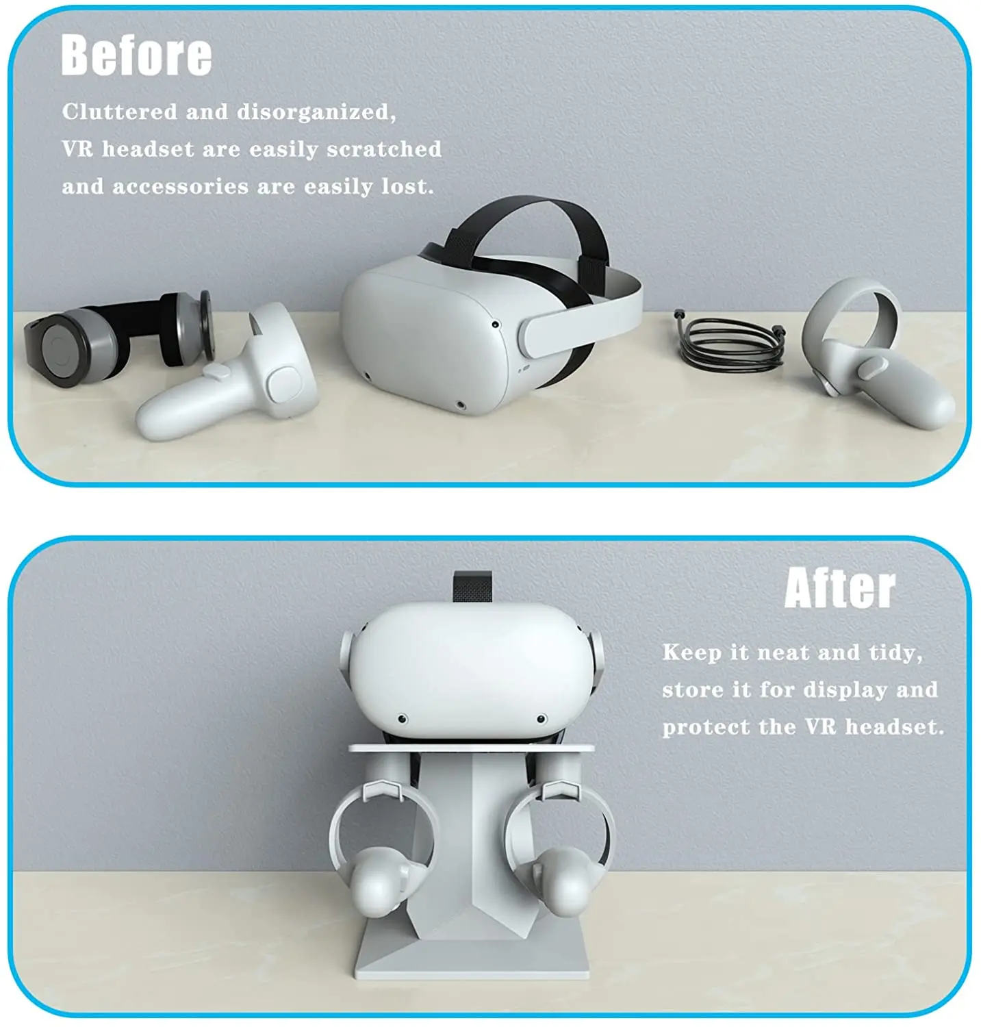VR Stand For Oculus Quest 2 VR Headset Display Holder Controller Base Desktop Organizer For Oculus Quest 2 PS Move Accessories