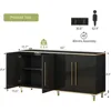 63" Buffet Sideboard Cabinet with Storage, High Glossy Coffee Bar Cabinet with Adjustable Shelves & Doors, Modern Storage Consol 2