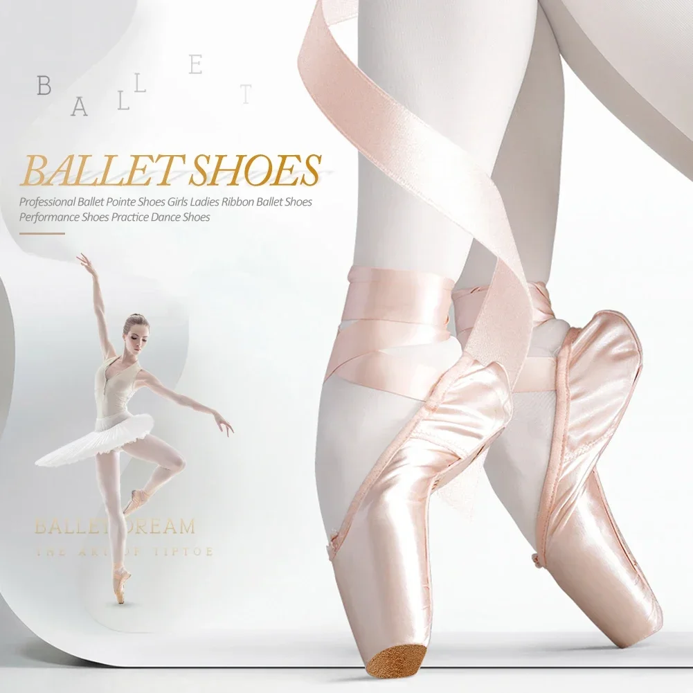 Professional Ballet Pointe Shoes Girls Ladies Ribbon Ballet Shoes Performance Shoes Practice Dance Shoes With Ribbons 6