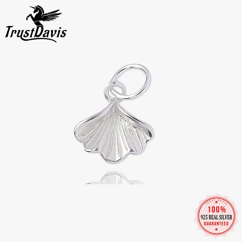 TrustDavis Real 925 Sterling Silver Ginkgo biloba leaves Plant Bracelet Necklace Handmade DIY Accessories Fine Jewelry DZ1647