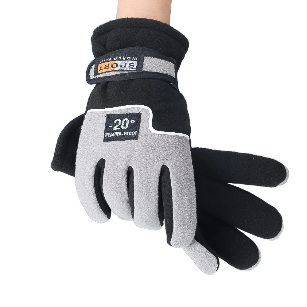 Cycling Gloves Warm Gloves Male Gloves -20℃ Winter Warm Fleece Gloves Men Thermal Cycling Snow Thick Gloves Polar Fleece Mittens For Male Snow Sports Windproof