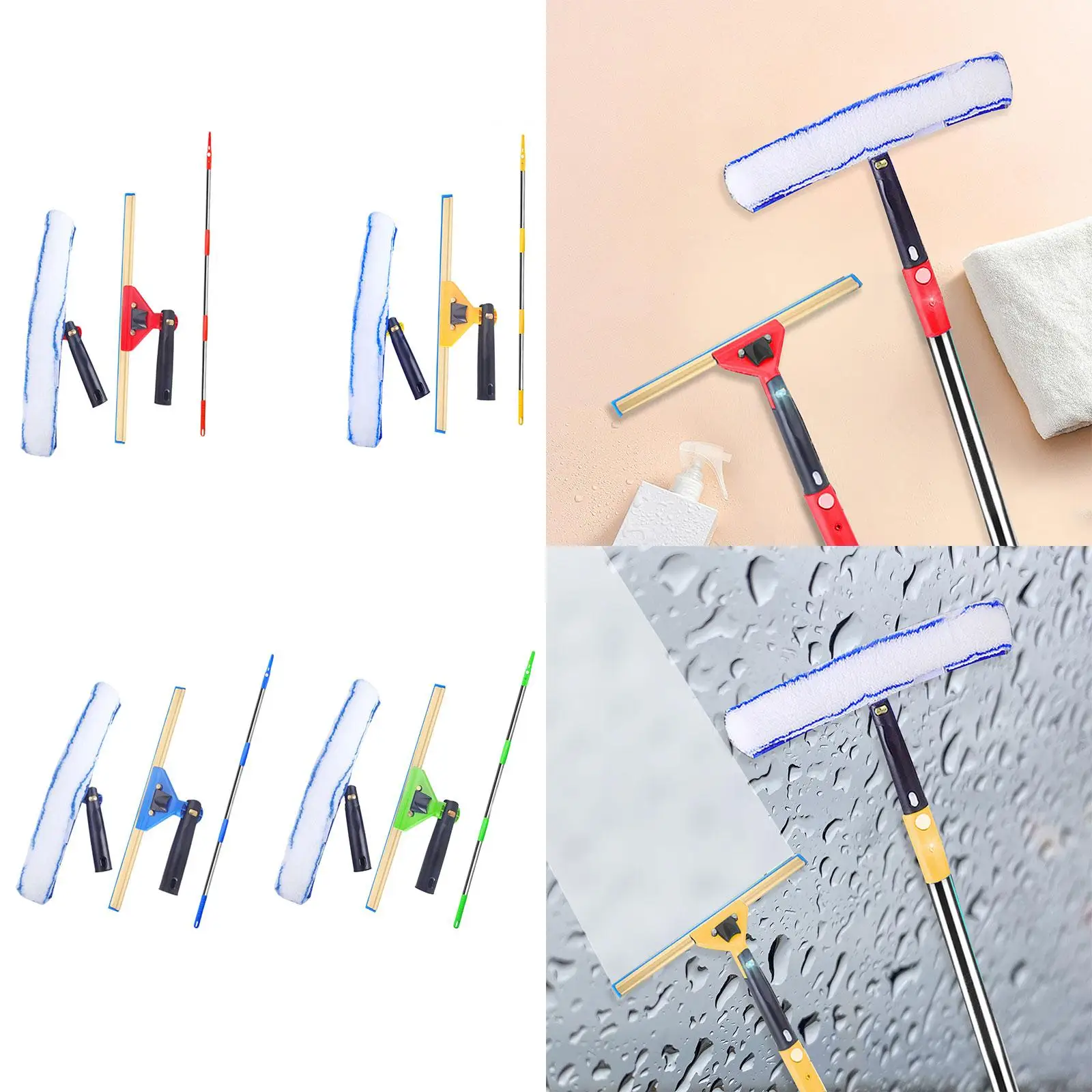 3Pcs Squeegee for Window Cleaning Set for Long Reach Extendable Squeegee Window Cleaner for Patio Bathroom Shower Car Garden