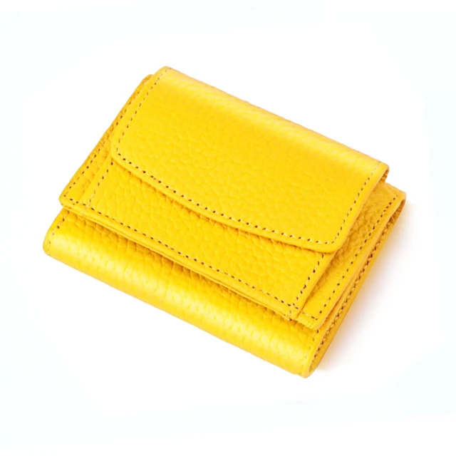 New Women Genuine Leather Purses Female Cowhide Wallets Lady Small Coin Pocket Rfid Card Holder Mini Money Bag Portable Clutch yellow