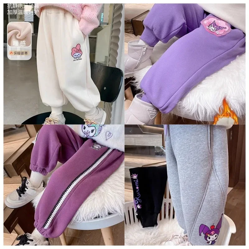 

Anime Sanrioed My Melody Kuromi Children Thick Warm Cotton Pants Cute Autumn Winter Loose Casual Sports Pants Kids Clothing Gift