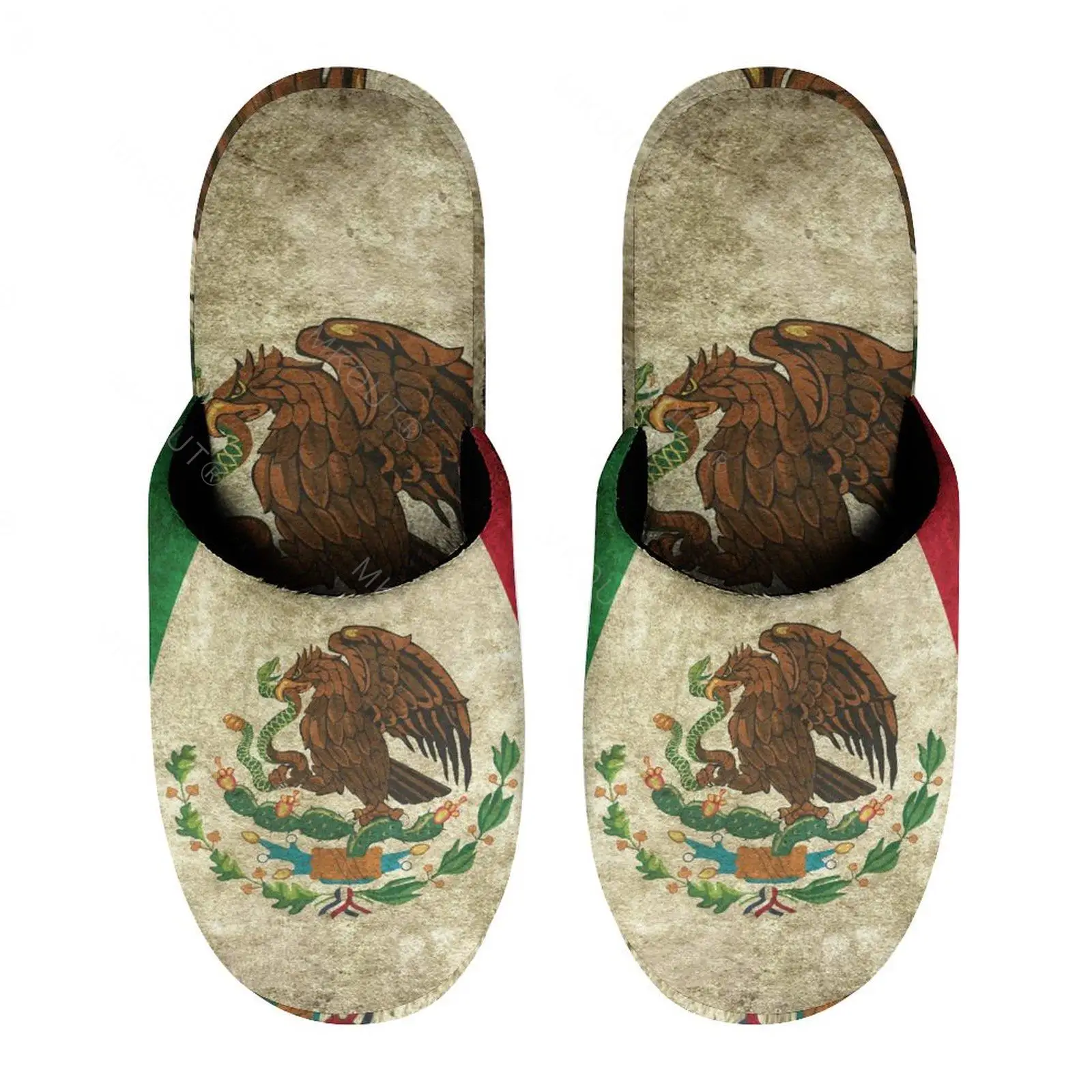 

Тапочки хлопковые унисекс, теплые, Нескользящие, пушистые, толстая мягкая подошва, флаг Мексики (2), домашние тапочки с логотипом