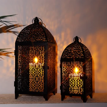 2Pcs Metal Black Candle Lantern 1