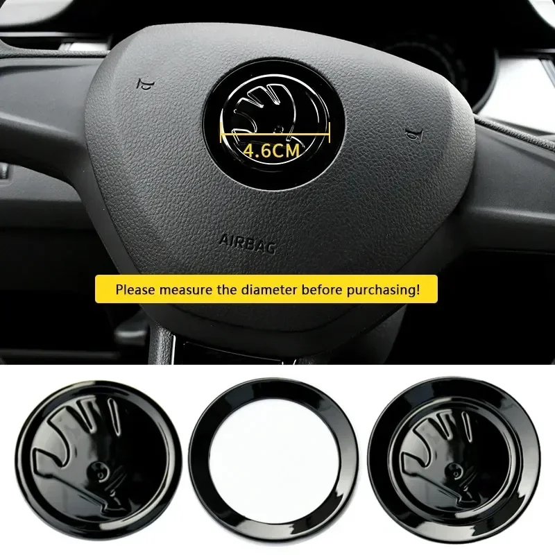 

46 мм ABS для Skoda Superb Octavia Rapid Kodiaq Kamiq Karoq Rapid Fabia, Автомобильное рулевое колесо, наклейки, аксессуары