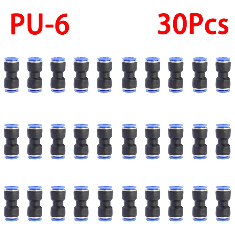 30/40/50/60/76 adet/grup Pnömatik Bağlantı Düz Itme Plastik Konnektör 6/8/10/12mm Trakea Konektörü PU Hava Hortumu Tüp