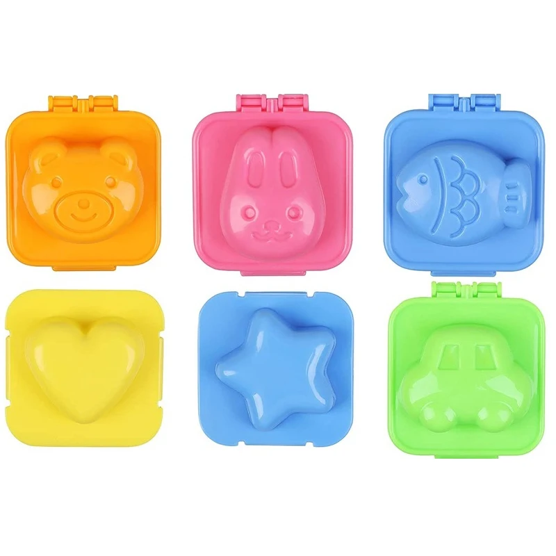 6PC Egg Sushi Rice Mold Non-stick Rice Ball Making Milkshake Ball Making Mold Shaker Animal Boiled Egg Sushi egg sushi mold