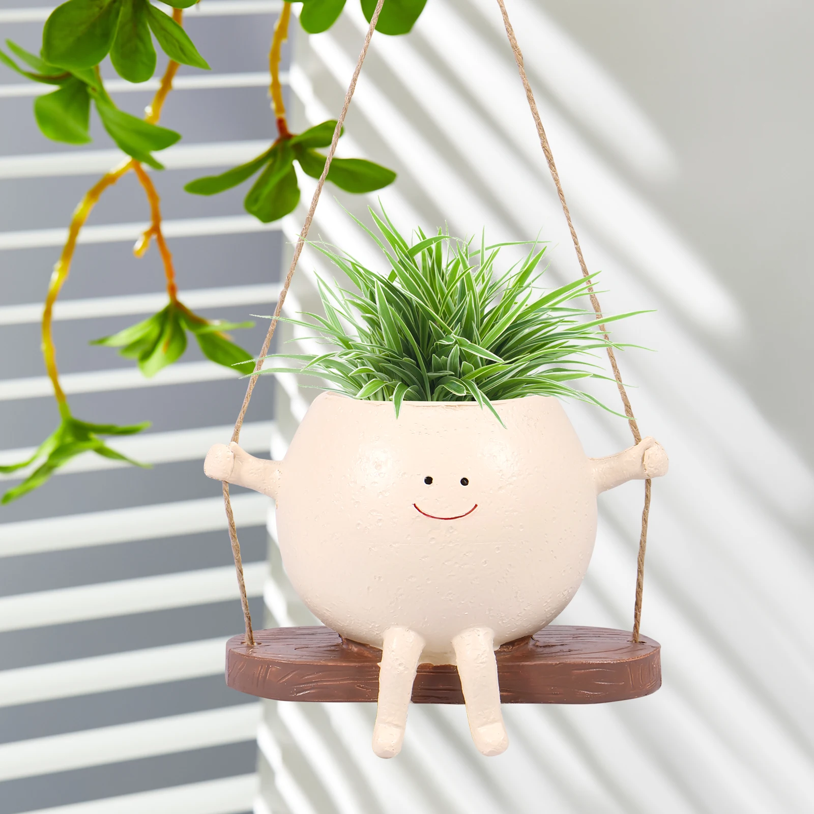 Macetas Colgantes Exterior Bonita Maceta Con Forma De Columpio, Cabeza De  Maceta, Soporte Para Plantas Colgantes, Macetas únicas Para Maceta,  Decoración De Macetas De Resina Con Cara Sonriente, Mamá Tiestos Colgantes  Exterior, image size:1600x1600