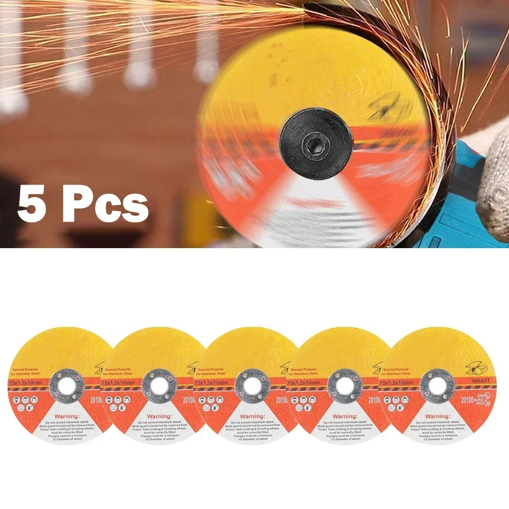 5pcs 75mm Grinding Wheel Cut Off Wheels Inner Diameter 10mm Grind Disc Cutting Round Disc For Angle Grinder Cutting Circular Saw