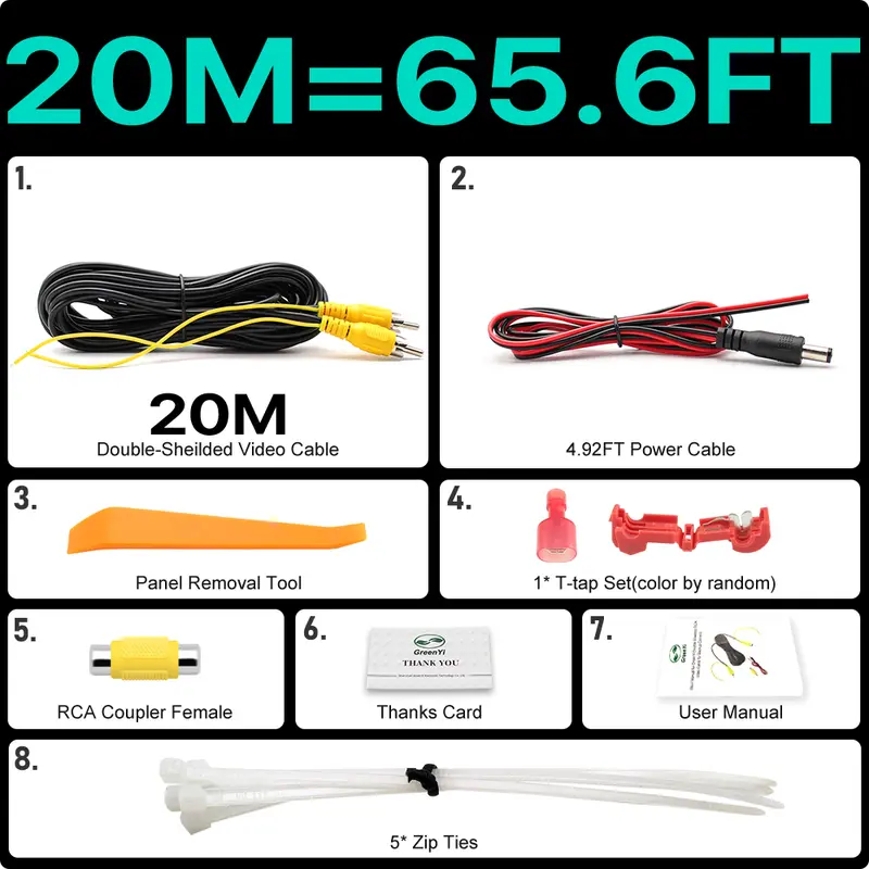 GreenYi Upgraded Double-Shielded RCA Video Cable for Monitor and Backup Rear View Camera Connection 6m 10m 15m 20m AV Extension - Image 11