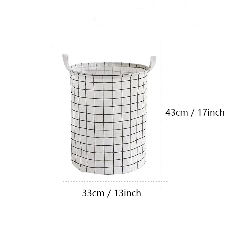 Dirty Laundry Basket Cotton Linen Foldable Round Waterproof Organizer Bucket Clothing Children Toy Large Capacity Storage Home