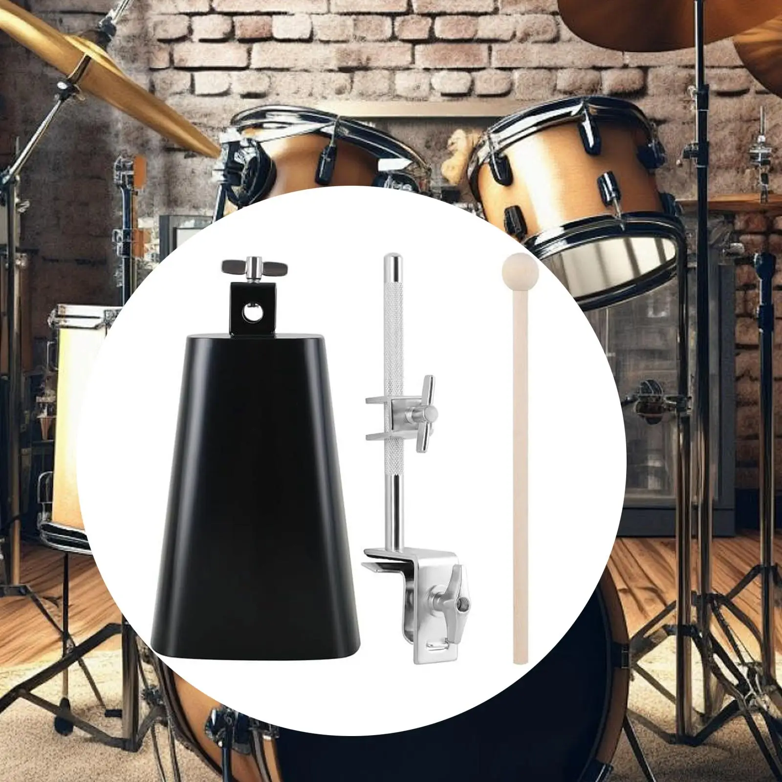 

7" Drum Cowbell Clamp Easy Attachment Drum Cow Bell Stand Noisemakers Drum Cowbell Mount Holder Adjustable Musical Instrument