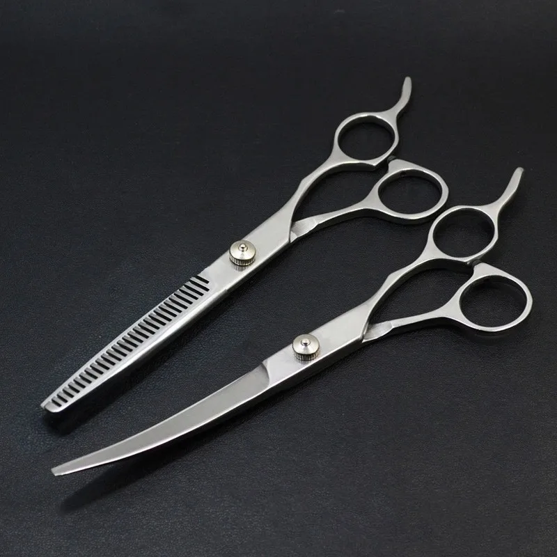 Dog Grooming Scissors Pet Grooming Scissors Dog Hair Tool Set Professional Trimming Scissors Bent Teddy Haircutting Pet Clippers