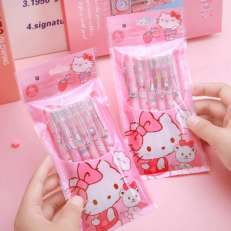 Penna Gel Sanrio 24 pezzi Cartoon Hello Kitty studenti cancelleria ragazze penne da scrittura 0.5 regali neri penne firmate per ufficio scolastico