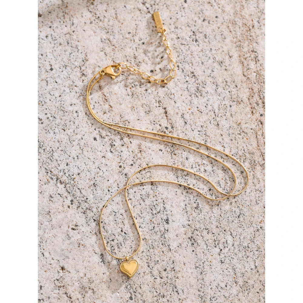 Yhpup Stainless Steel Heart Necklace for Women