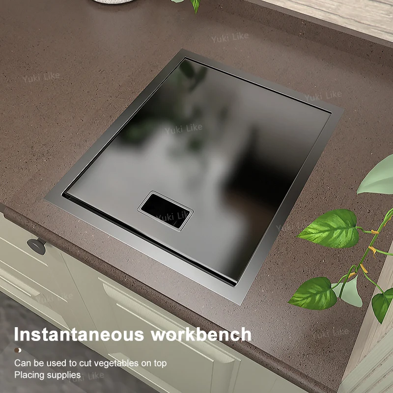 Kitchen Sink Hidden Sink Stainless Steel Kitchen Sink Apartment Bar Mini Single Slot Touring Car Multi-functional Wash Basin With Cover Plate