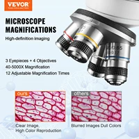 VEVOR Compound Trinocular Microscope 40X-2500/40X-5000X Magnification Lab Microscope with LED Illumination & External Interface 2
