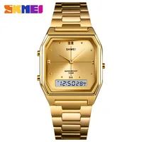 SKMEI 1612 Luxury Watch for Women Men Square Steel Waterproof Digital Girl Wristwatches Double Display Sport Leisure Clock 2258