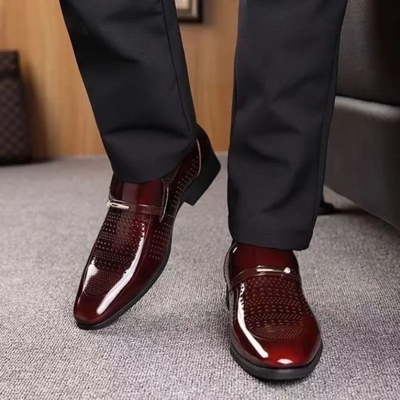 Pointed Toe Social Shoe for Men Patent Leather Dress Shoes Man