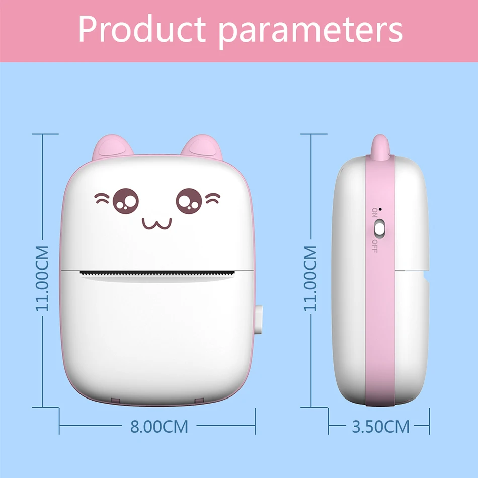 Meow Mini Label Printer Thermal Pocket Printers Stickers Paper Inkless Wireless Impresora Portátil 203dpi Android IOS 57mm