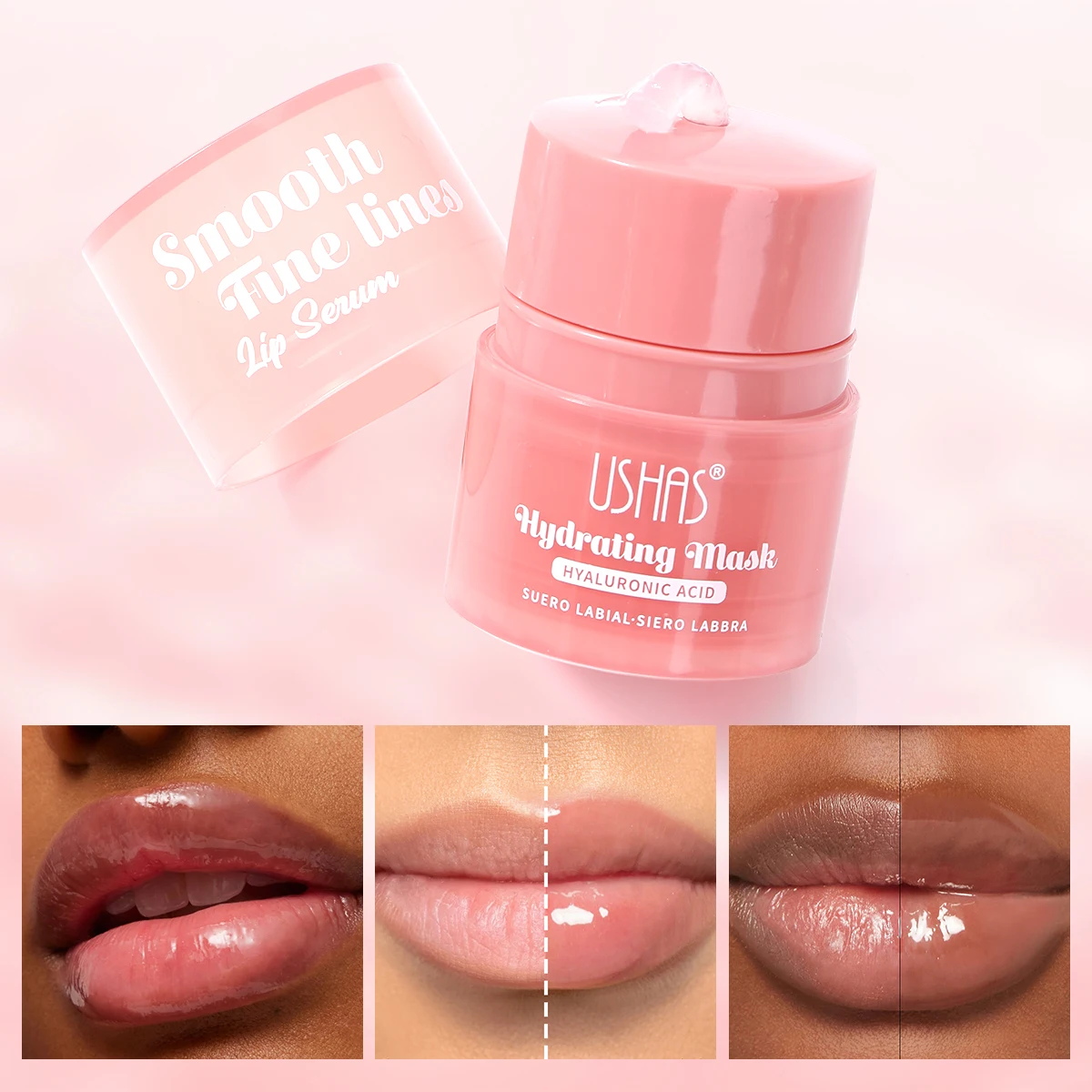 USHAS Moisturizing Lip Mask Hydrating Transparent Liquid Lip Balm Rotating Exfoliating Lip Mask for Winter and Autumn Lip Care 5