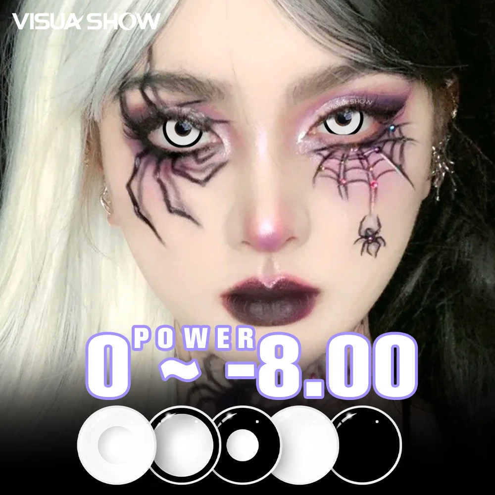 Vibrant Cyan Mesh White Colored Contact Lenses for Dramatic Cosplay & Halloween