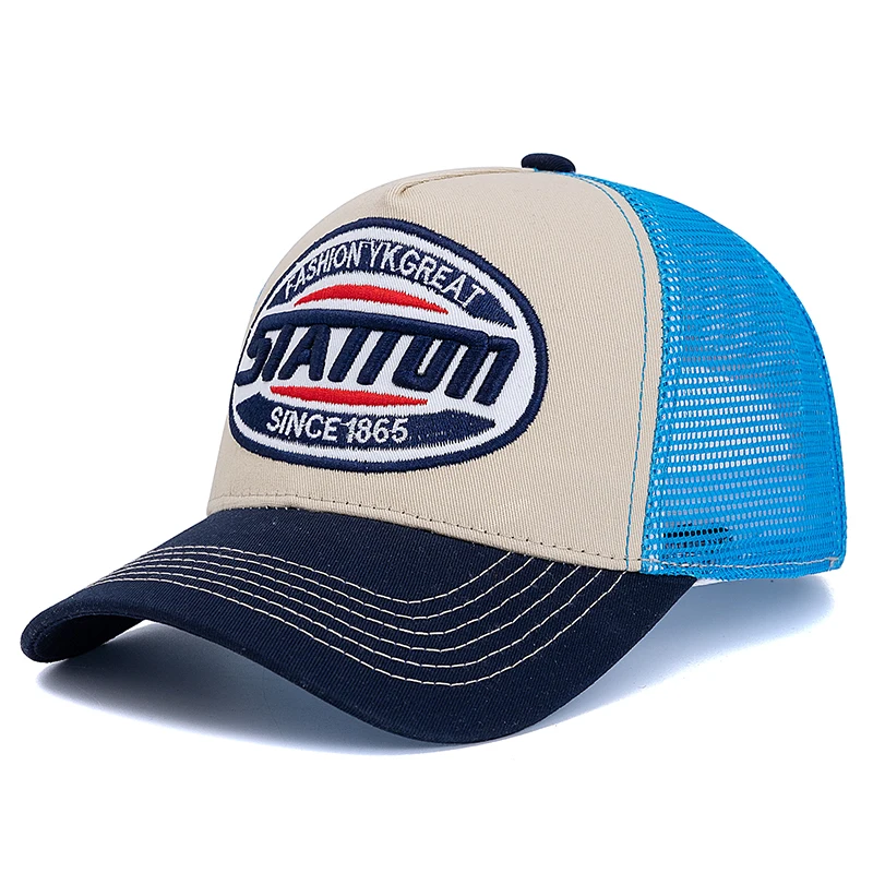 New Style Unisex Baseball Cap Classic STATION Letter Pattern Mesh Cap Men And Women Breathable Streetwear Summer Trucker Hat