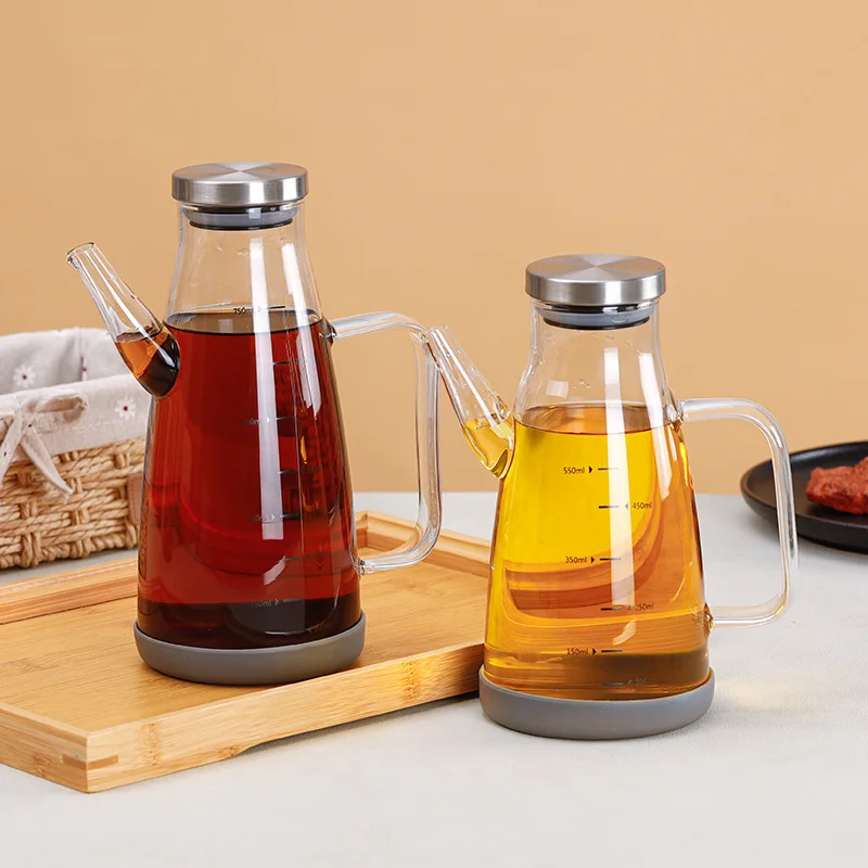 High Borosilicate Glass Oil Pot Leak Proof, Anti Toppling, Home Kitchen Supplies Soy Sauce Vinegar Storage Tank, Oil Bottle, 1Pc