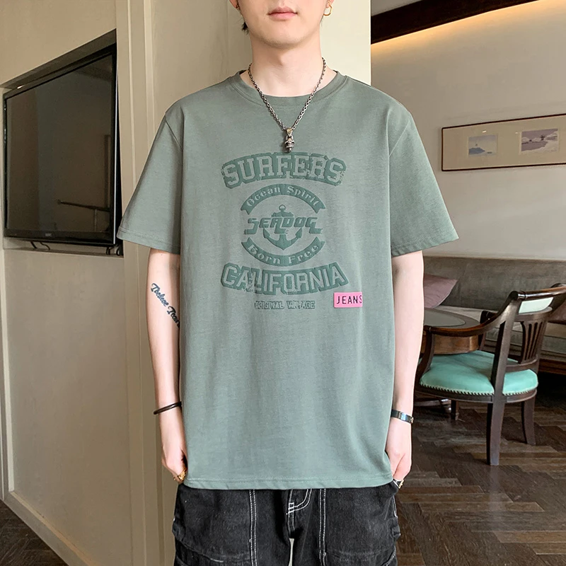 

Мужская футболка E-BAIHUI, однотонная весенне-летняя мужская одежда, топы, шикарные Свободные повседневные футболки в стиле Харадзюку с графическим рисунком для мужчин, 2023