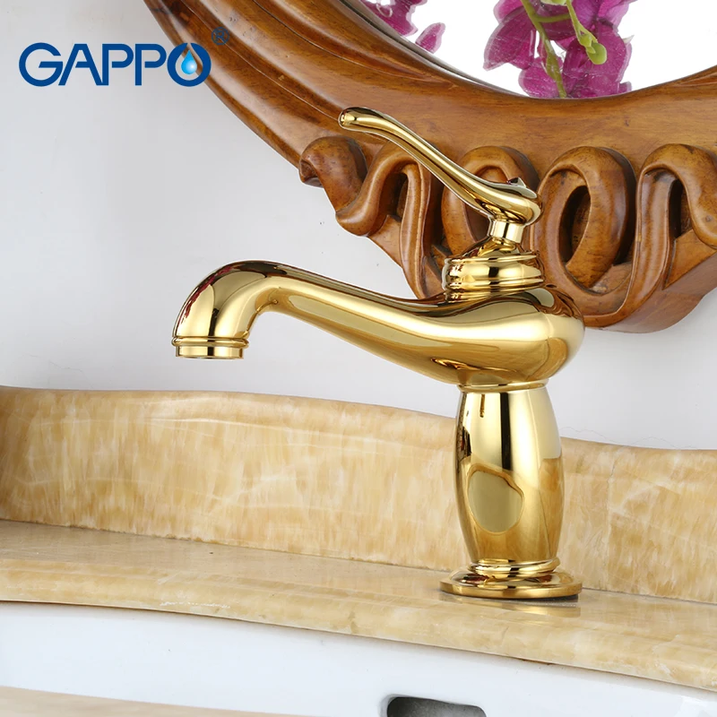 

GAPPO Golden Brass Basin Faucet Waterfall Bathroom Faucets Bath Water Deck Mounted Sink Tap Cold And Hot Water Mixer Y10880