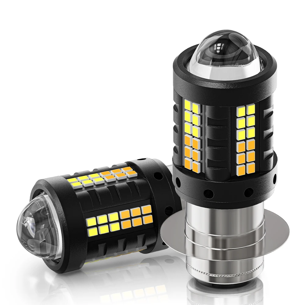 1Pcs 20000Lm H4 Led Moto Ba20D P15D Led Motorcycle Headlight Bulbs Csp Lens White Yellow Lamp Scooter Accessories Fog Lights 12V