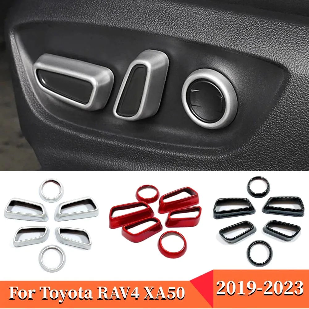 

For Toyota RAV4 XA50 2019-2023 Hybrid Car Seat Adjustment Switch Knob Panel Trim Cover Sticker ABS Chrome Interior Accessories
