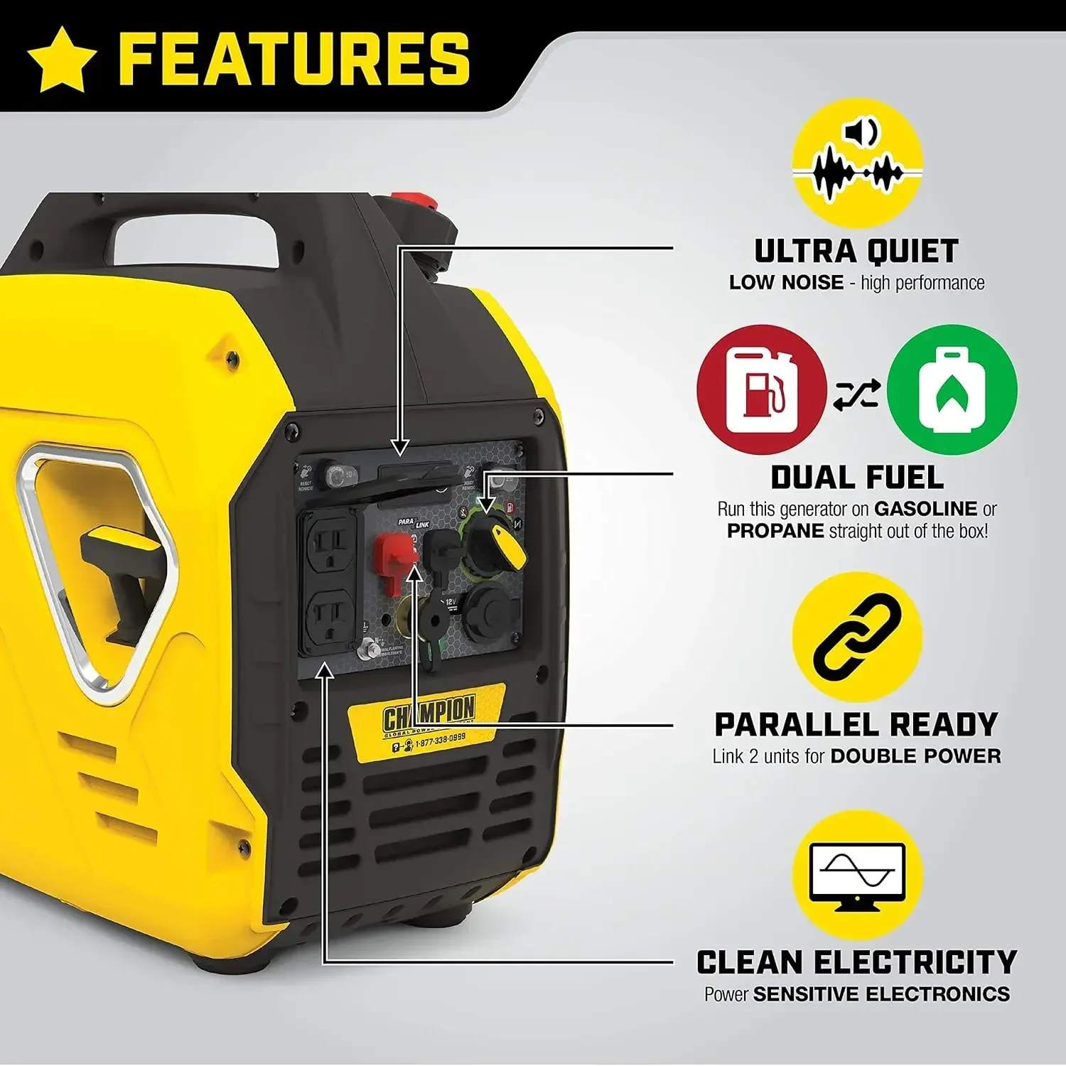2000-Watt Dual Fuel Ultralight Portable Inverter Generator with Quiet Technology