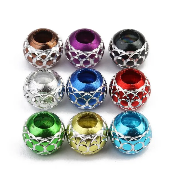 

30pcs/lot 12mm mix Colorful aluminum ball Spacer Beads Hole Flat Buddha For DIY bracelet Jewelry Making