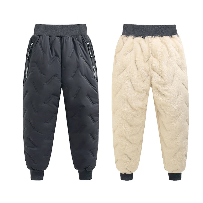 Boys Pants Children Cotton Winter Thickened Lamb Wool Warm Plush Casual