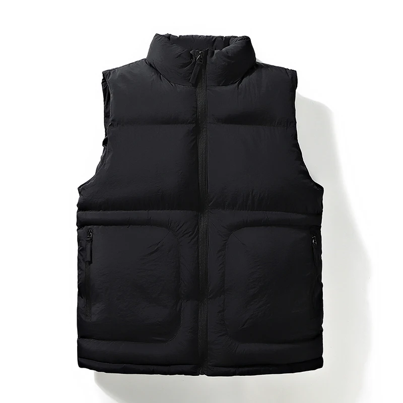 New Men'S Autumn And Winter Fashion Sports Leisure Down Cotton Vest Youth Trend Versatile Standing Collar Warm Waistcoat Coat