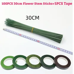 Eco - Friendly Floral Design Kit: Green Flower Stem Sticks with Self - Adhesive Floriculture Tape (30CM - SET)