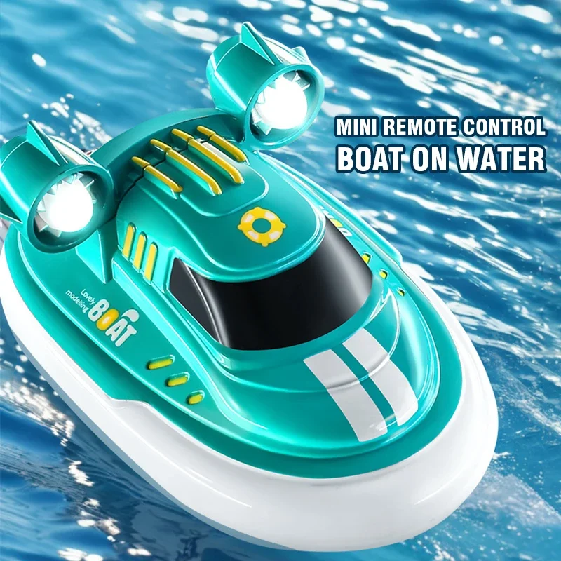 Mini Waterproof Remote Control Boat with LED Light for Kids