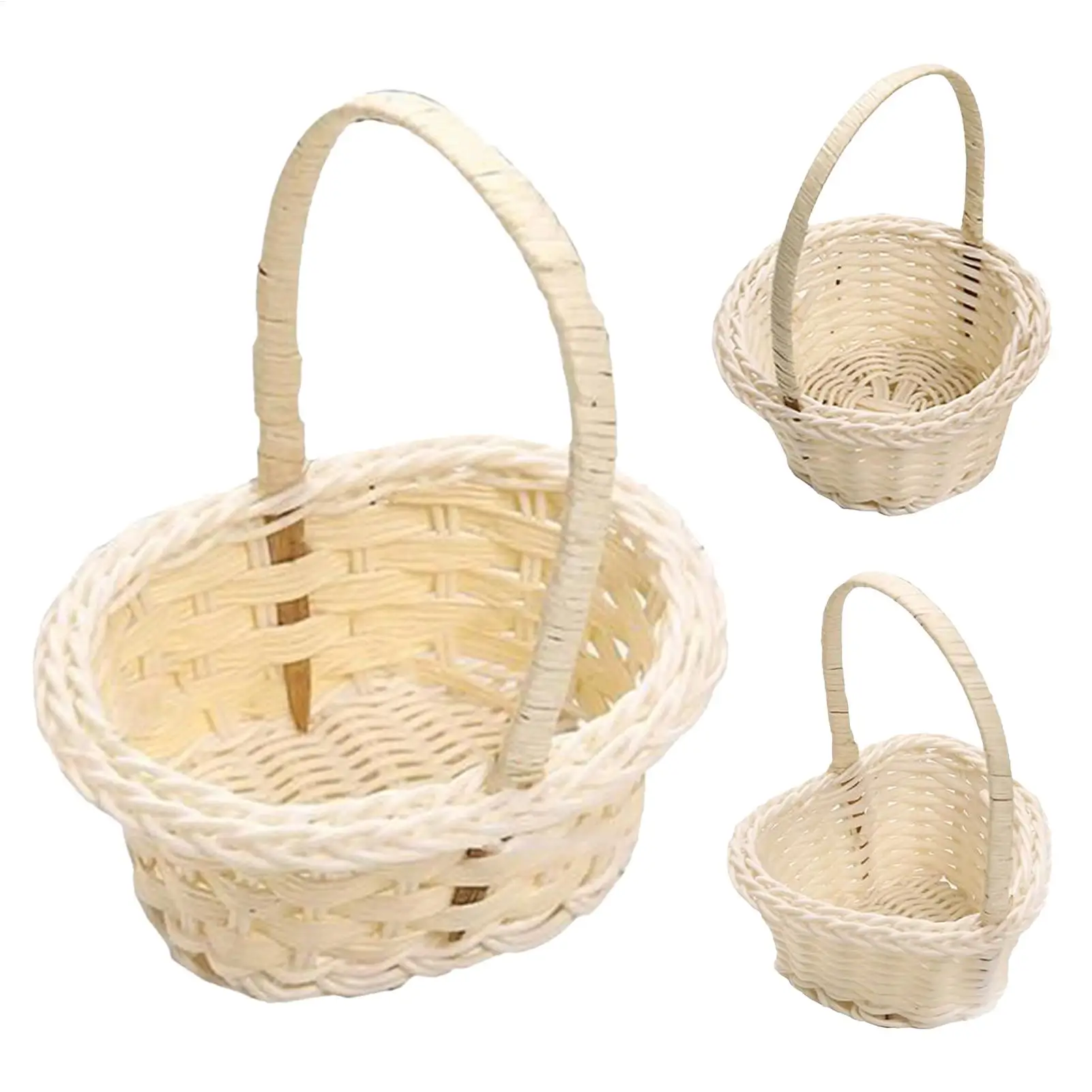 Imitation Rattan Woven Basket Mini Flower Basket Flower Girls Baskets Home Picnic Sundry Container Aesthetic Photography Props