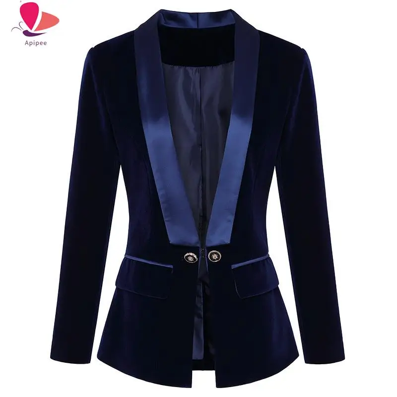 

Women Autumn Winter Blazers and Jackets Fashion Shawl Lapel Slim Velvet Suit Jacket Coat Blazer Feminino