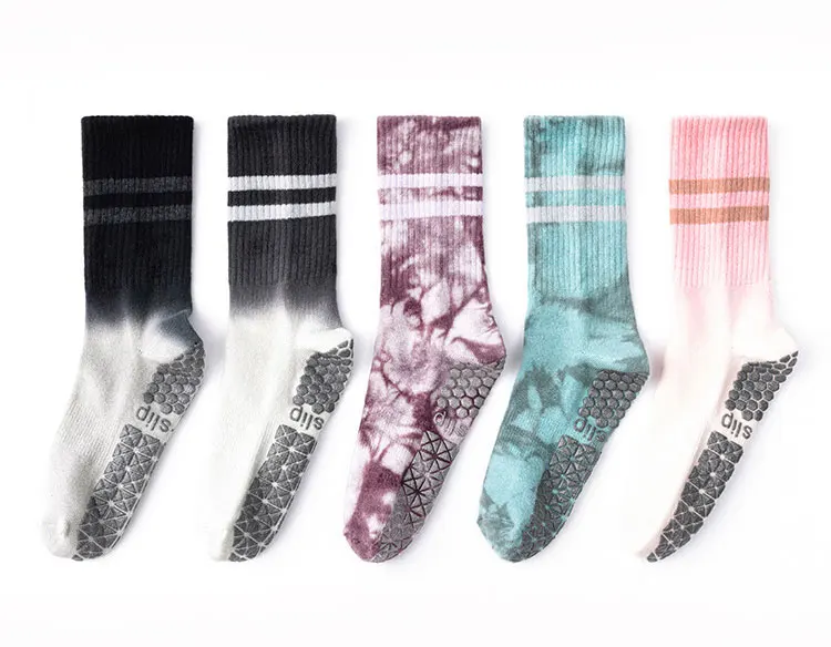 Yoga Socks Autumn Winter Women Tie-dye Gradient Stripe Pile Cotton Silicone Non-slip High Quality Pilates Grip Crew Socks 44 S8ac1792b6ed3463fb898e023b4dddb75J