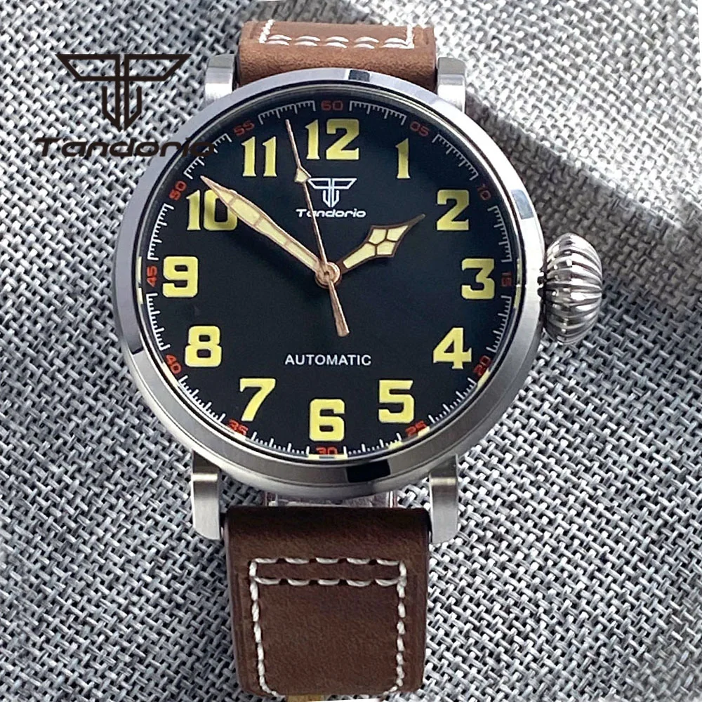 Tandorio Stainless Steel/CUSN8 Bronze 46.5mm Automatic Men Wristwatch PT5000 NH35A Movement Sapphire Crystal Screwdown Crown