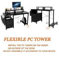 47.3" Computer Power Outlet  Monitor Stands  Shees  Office Desk/writing Table/gaming Desk With Drawers  Large Side Pocket 2
