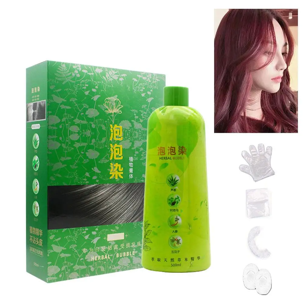 Description Picture 6 of item3 In 1 Instant Natural Herbal Bubble Hair Color Shampoo Conditioner Cover Gray Hair Botanical Nourishing Hair Dye Shampoo 500ml